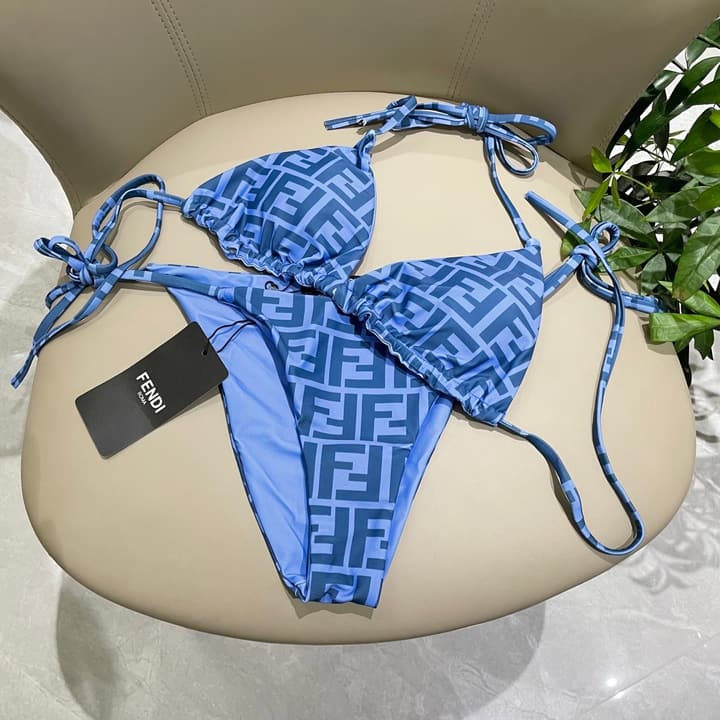 Fendi Versatile One-Piece Bikini Swimsuit in Brown Ff Logo Bikini