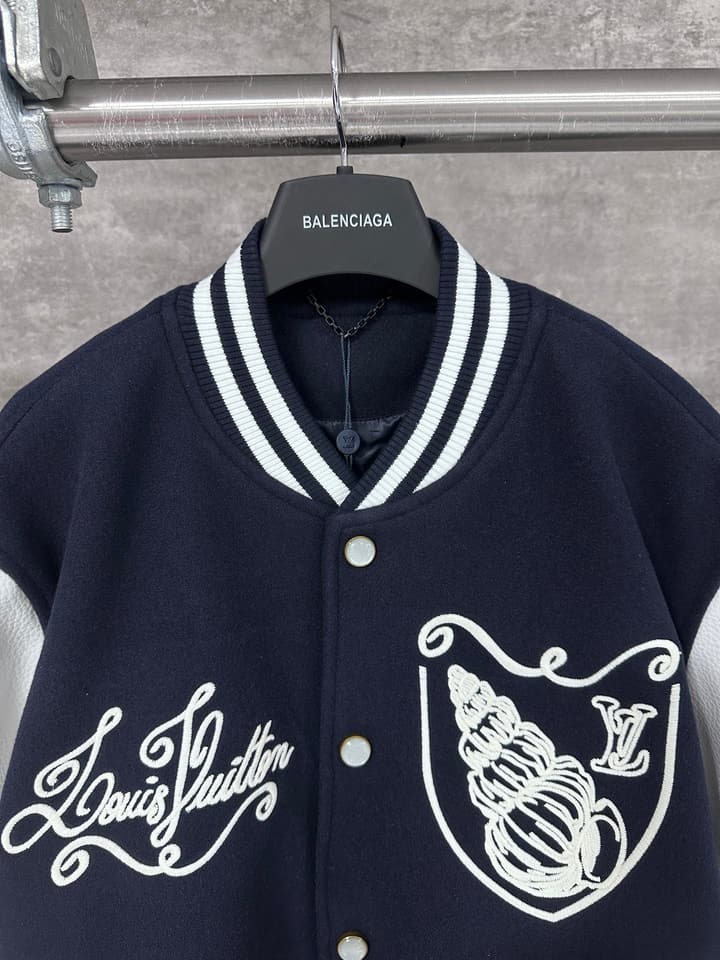 Louis Vuitton Seashell Embroidery Bomber Jacket – Nautical Collection – 24FW in Navy Blue With White Sleeves