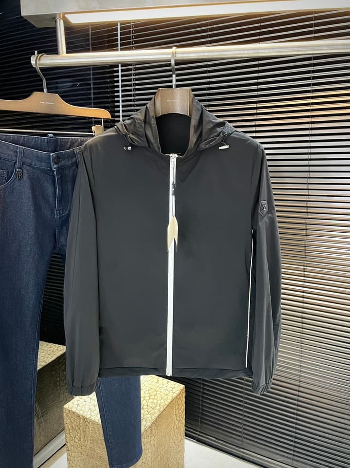 Zegna Classic Hooded Jacket – 2025FW in Dark Gray