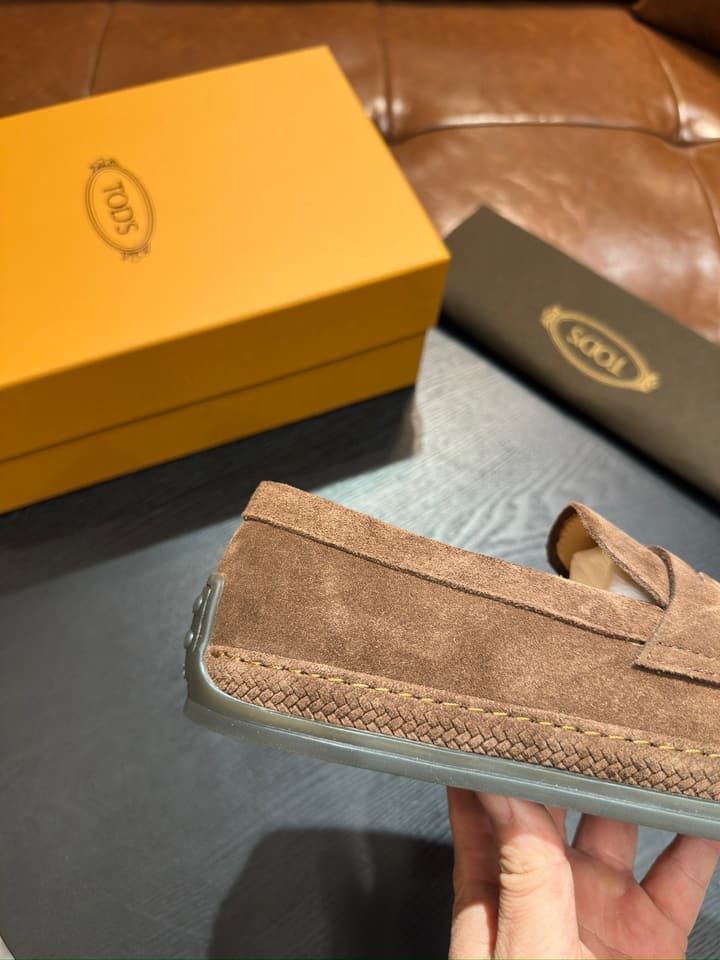 Tod's Gommino Calfskin Loafers in Charcoal Suede