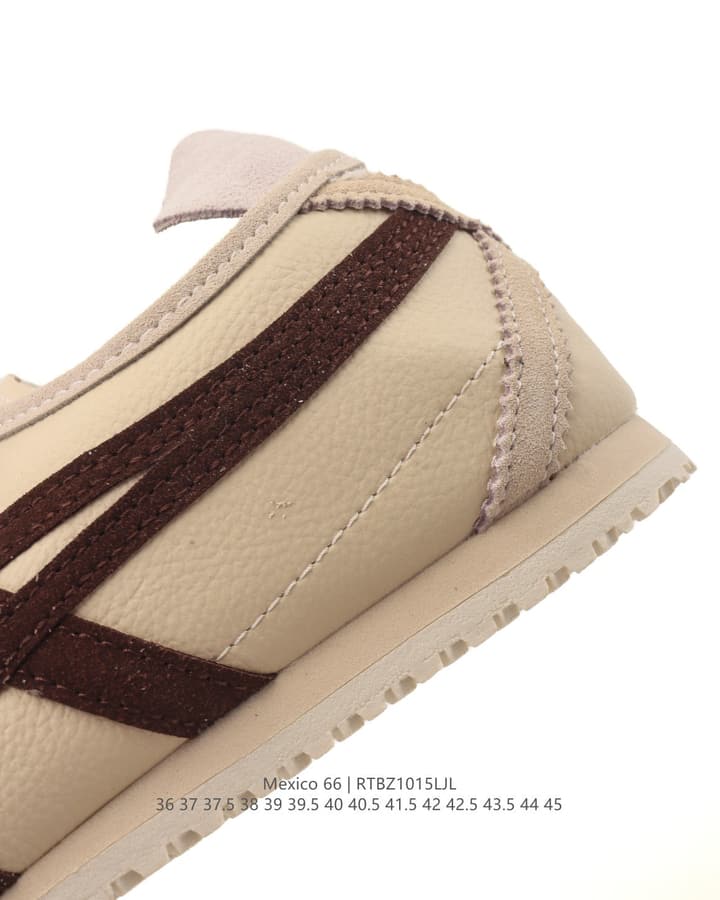 Onitsuka Tiger Mexico 66 Classic Sneakers in Beige With Dark Brown Stripes
