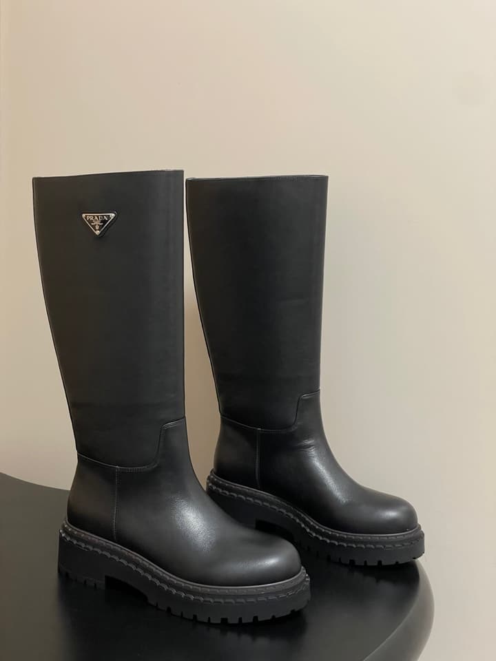 Prada Platform Leather Knight Boots – 25FW in Black
