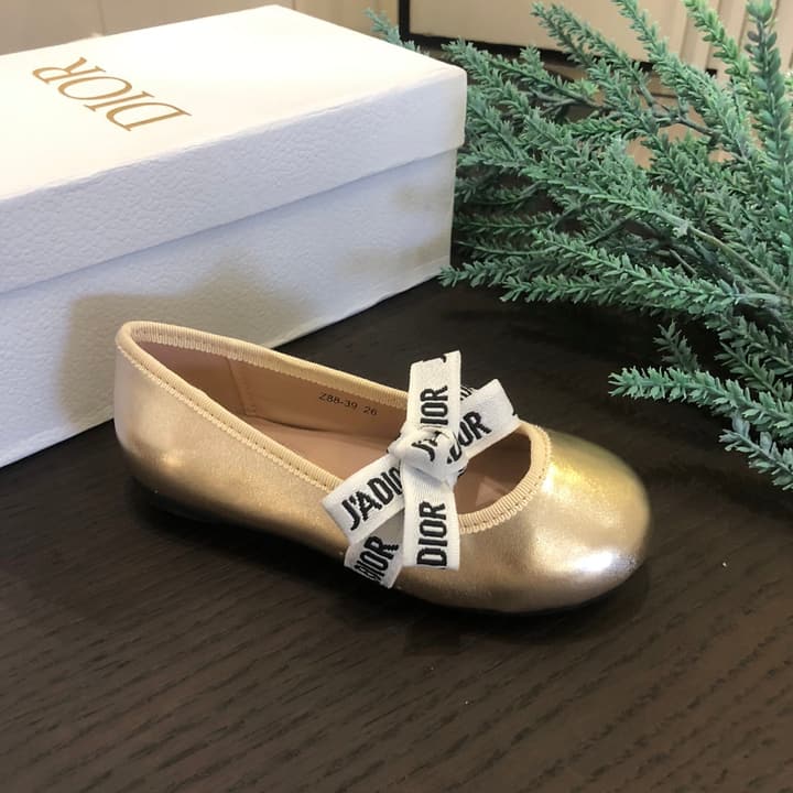 Whimsical Wonders Bowknot Ballerina Flats – Kids Collection in Metallic Gold With Logo Bow