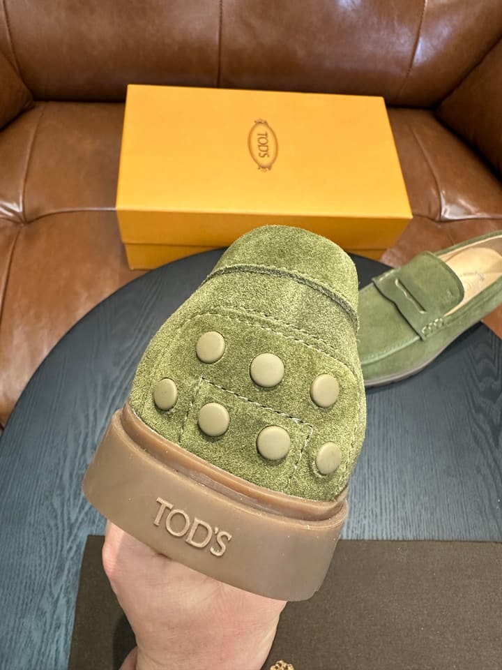 Tod's Suede Calfskin Loafers in Cognac Suede