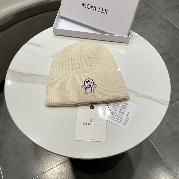 Moncler Knitted Beanie Hat in Classic Black