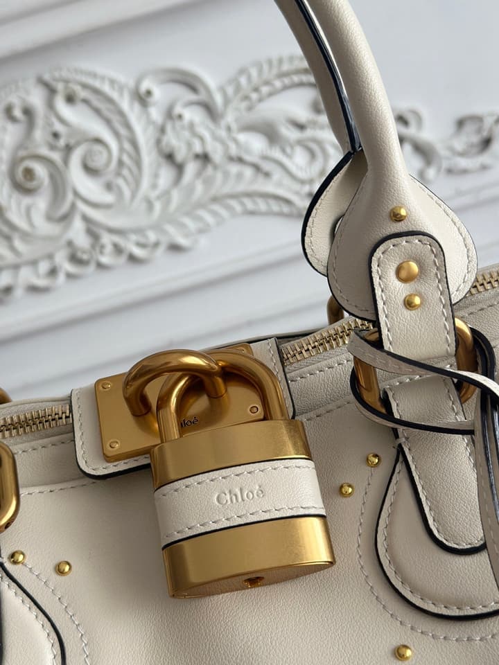 Chloé Paddington Padlock Satchel in Burgundy Leather