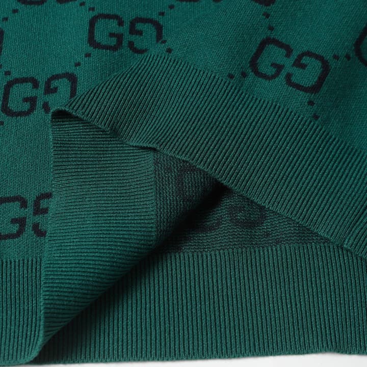 Gucci Logo Knit Crewneck Sweater in Green Gradient Logo Knit
