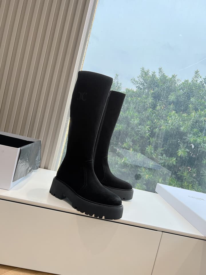Celine Triomphe Knee-High Boots – 2023 Autumn/Winter Collection in Black