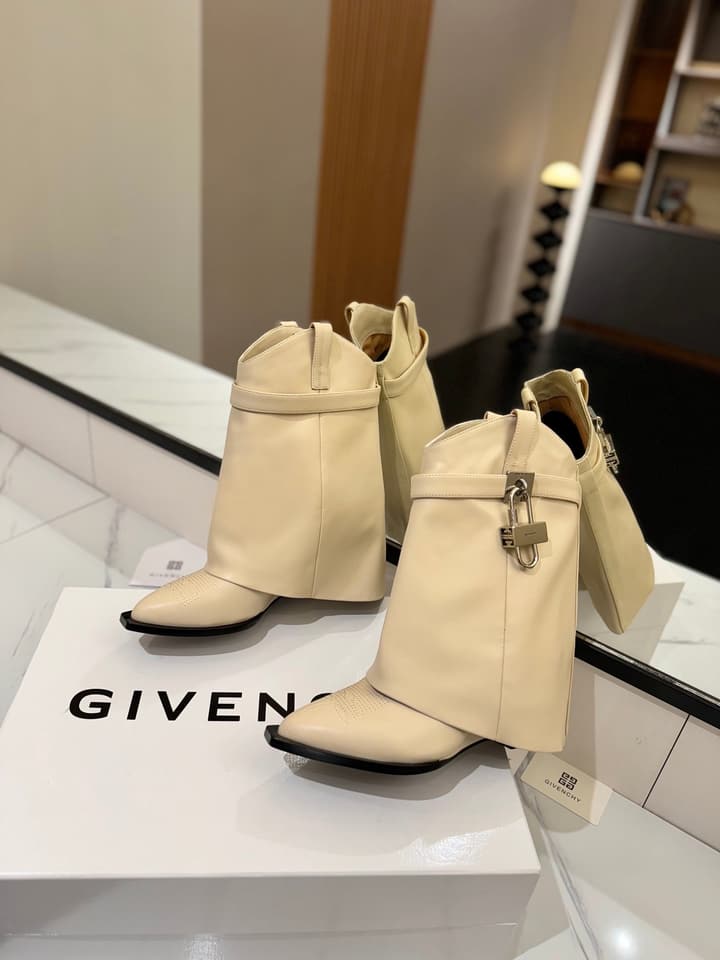 Givenchy High-Heel Embroidered Long Boots – 2024 SS in Black Leather