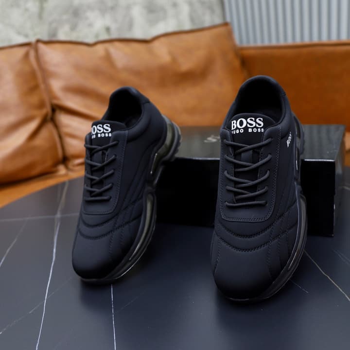 Boss Men's Knit Sport Sneakers in Grey