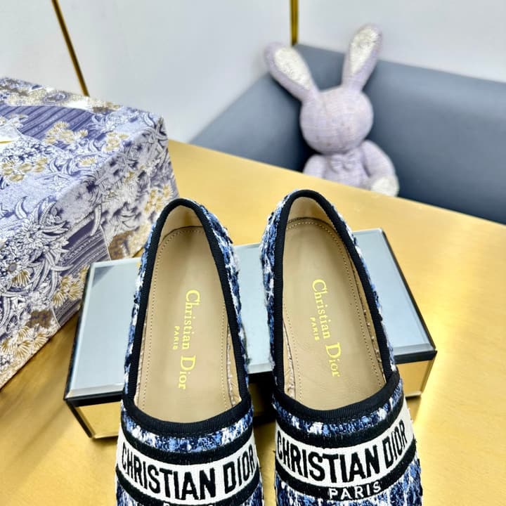 Dior Granville Embroidered Espadrille Flats in Beige/brown Oblique Pattern