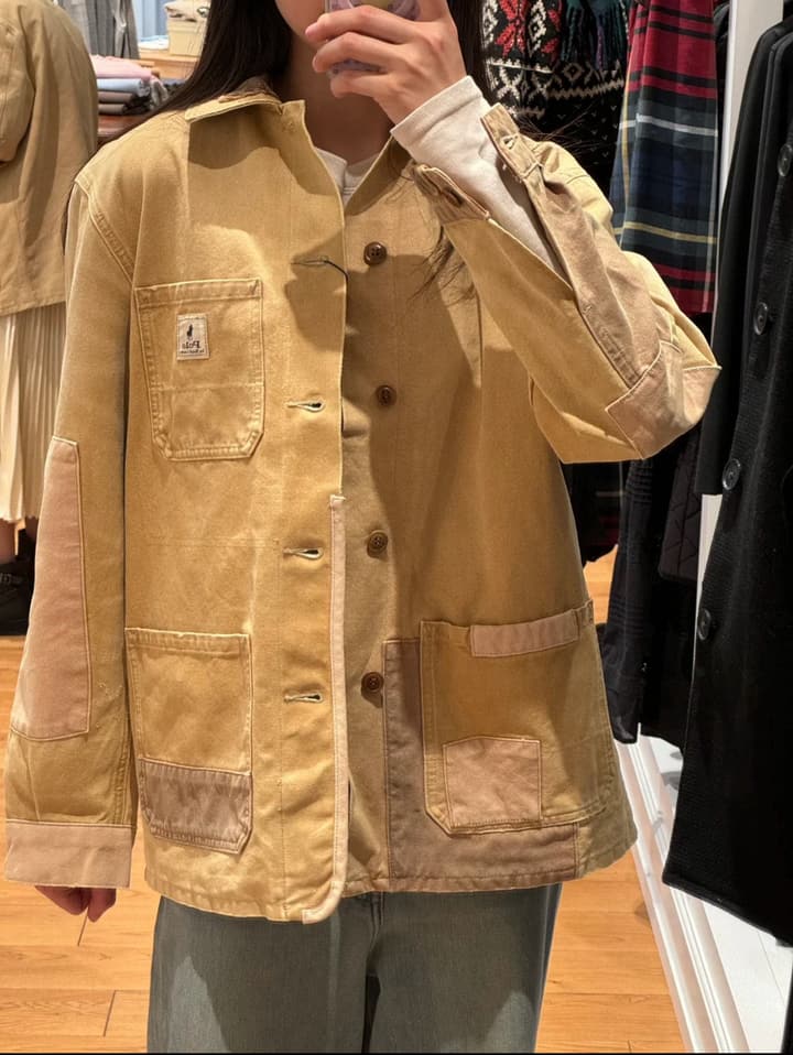Ralph Lauren Barn Washed Distressed Jacket – 2025 Spring New in Classic Mustard Tan