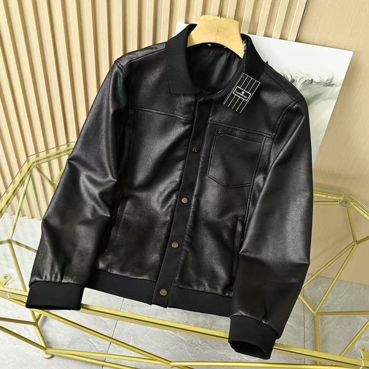 Zegna Lapel Leather Jacket – 2025FW in Classic Black