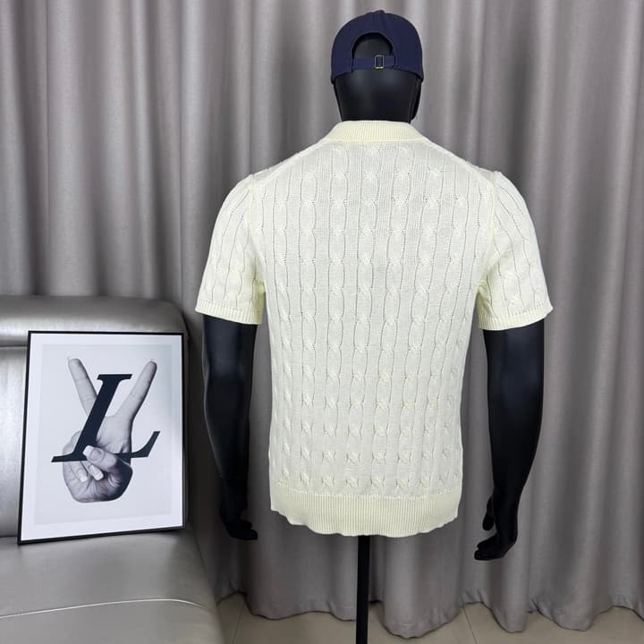 Ralph Lauren Classic Cable Knit Polo Sweater in Black