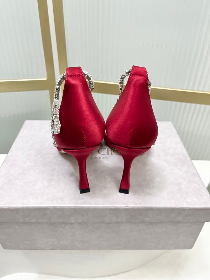 Jimmy Choo Stevie 100 Bow Crystal Silk Heels – 2025SS in Black Silk