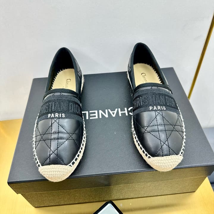 Dior Granville Embroidered Espadrille Flats in Beige/brown Oblique Pattern