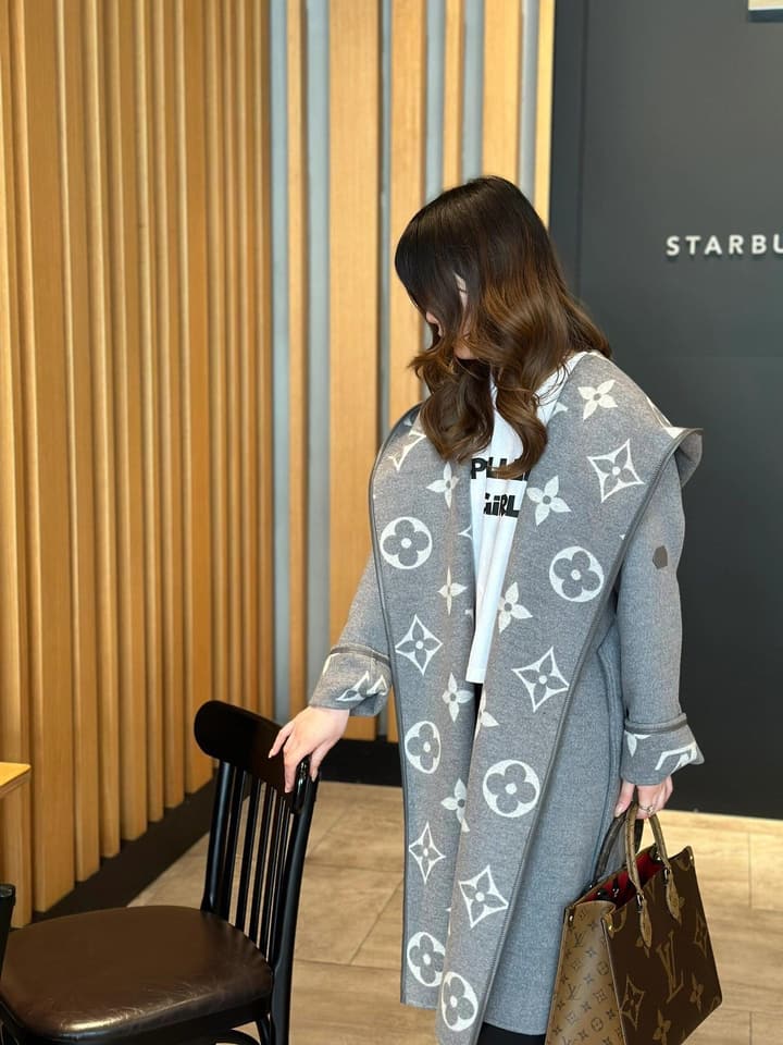Louis Vuitton Long Wool Overcoat in Gray Monogram Coat