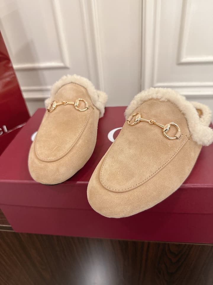 Gucci Princetown Merino Wool Mules in Black Suede With Silver Hardware