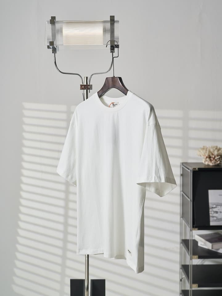 Saint Laurent YSL Logo Patch Crewneck T-Shirt in Ivory