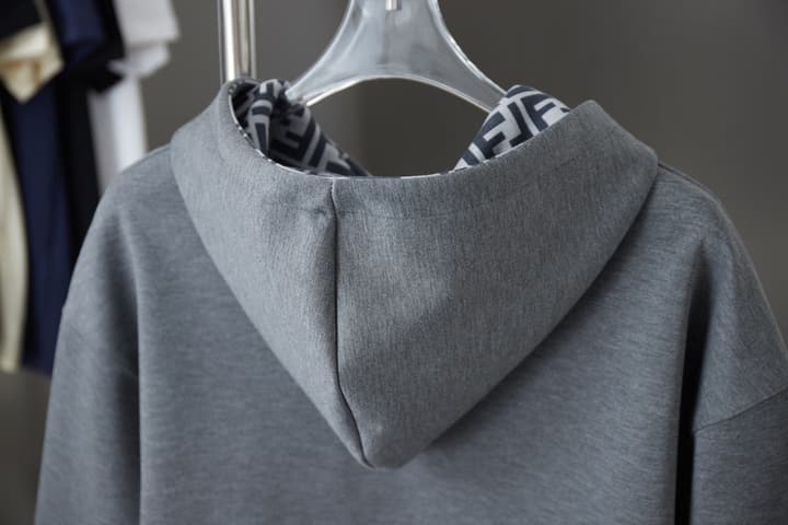 Fendi FF Logo Embroidered Hooded Sweatshirt – 25FW in Grey Hoodie