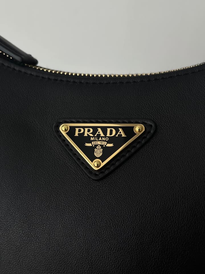 Prada Arque Cowhide Shoulder Bag in Black