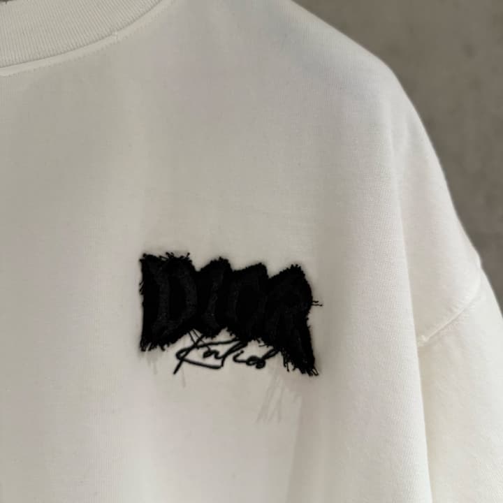 Dior Patch Embroidered Heavyweight T-Shirt in Grey