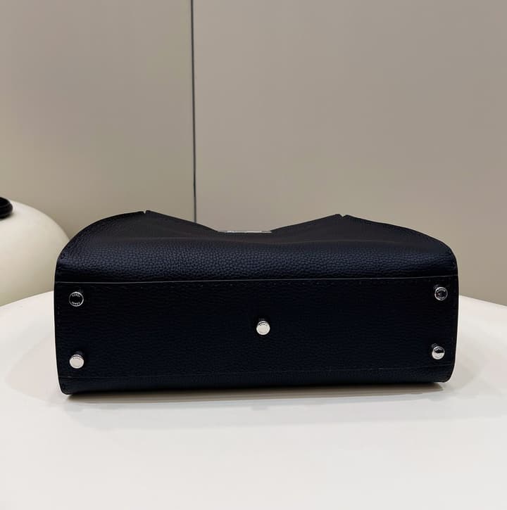 Fendi Classic Peekaboo Handbag in Classic Black With Patterned Strap
