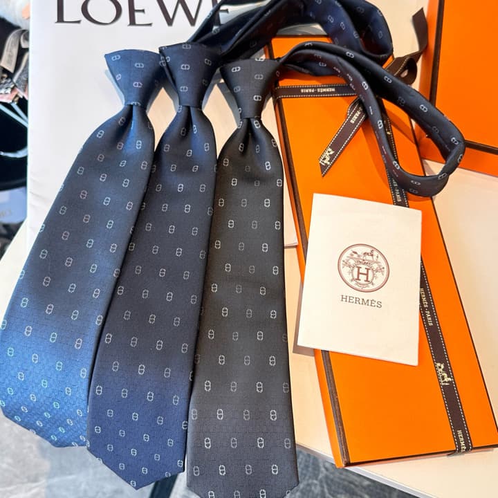 Hermès Men's Winter Anchor Chain Silk Tie – New Collection in Black