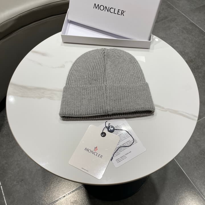 Moncler Knitted Beanie Hat in Classic Black