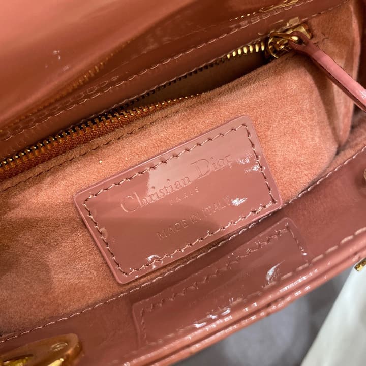 Dior Lady Dior Mini Patent Crossbody Bag in Cherry Red Patent