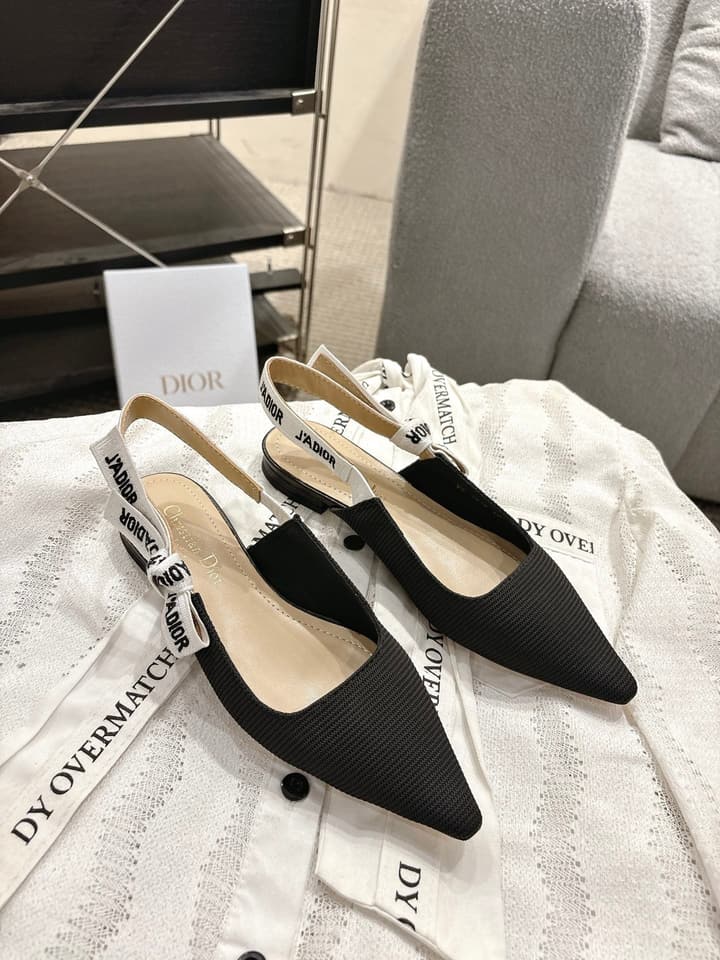 Dior J'Adior Embroidered Kitten Heel Sandals in Black Shimmer Fabric