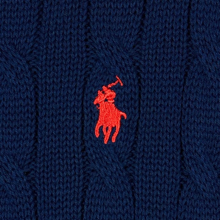 Ralph Lauren Classic Cable Knit Polo Sweater in Black
