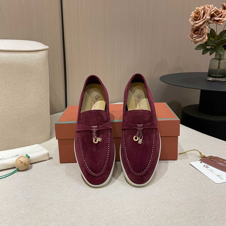 Loro Piana Summer Charms Walk Moccasin Loafers in Black Leather