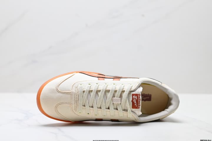 Asics Onitsuka Tiger Tokuten Retro Sneakers in Cream With Brown Stripes And Gum Sole