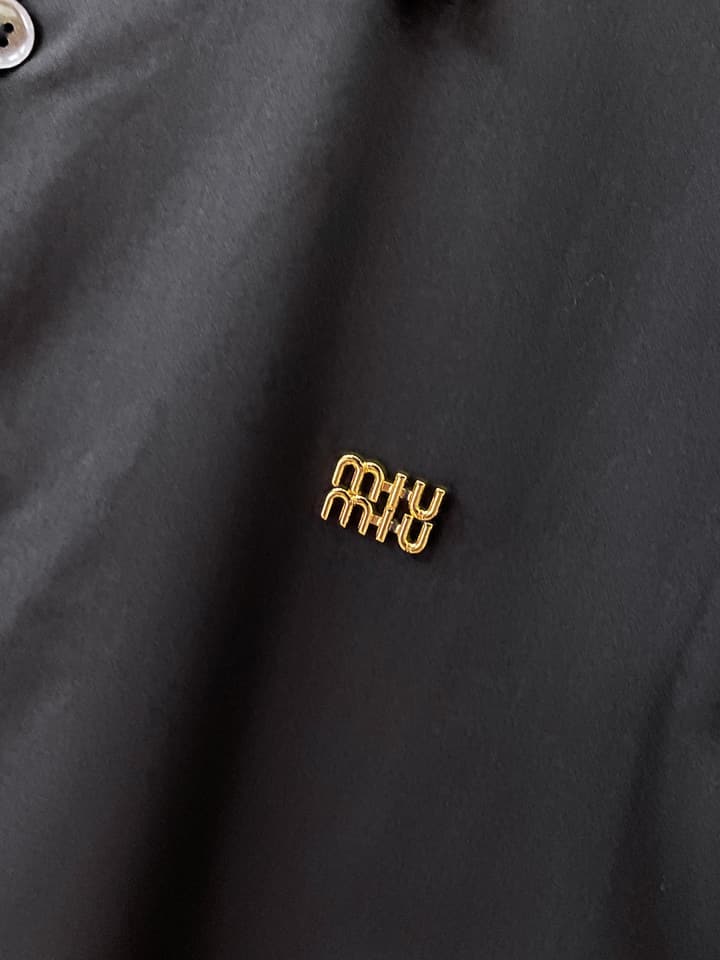 Miu Miu Embroidered Logo Long-Sleeve Shirt – 2025SS in Black