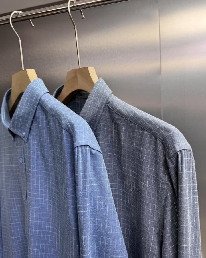 Ami Paris Men's Plaid Long Sleeve Shirt – 2025FW in Grey Plaid