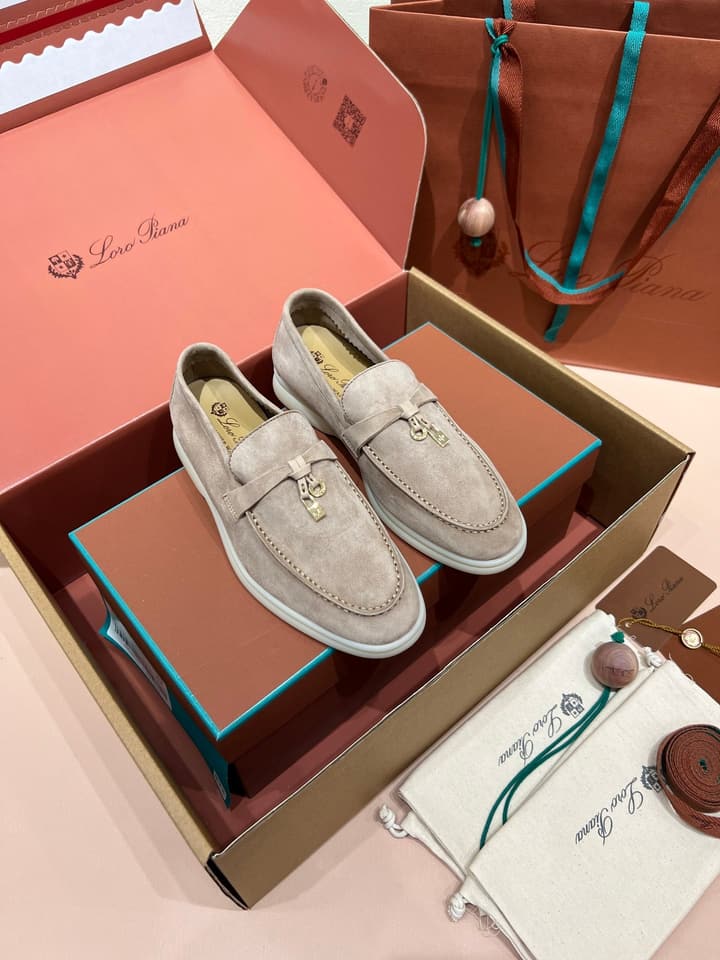 Loro Piana Classic Suede Backless Mules in Ash Blue Suede