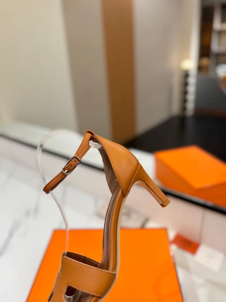 Hermès Classic Palm Grain Cowhide Heels – 6.5cm in Black