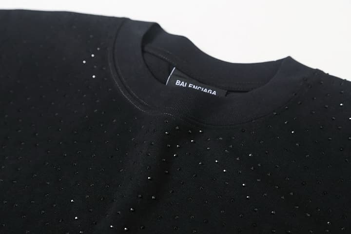 Balenciaga Rhinestone Short-Sleeve T-Shirt – 26SS in Black Rhinestone