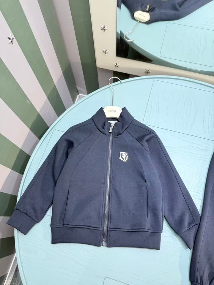 Dior Kids Stand-Collar Sweatshirt and Pants Set – Kids Collection – 25FW in Deep Navy Set