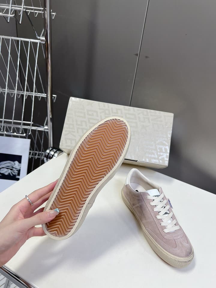 Golden Goose Distressed Leather Sneakers in Iridescent Pink