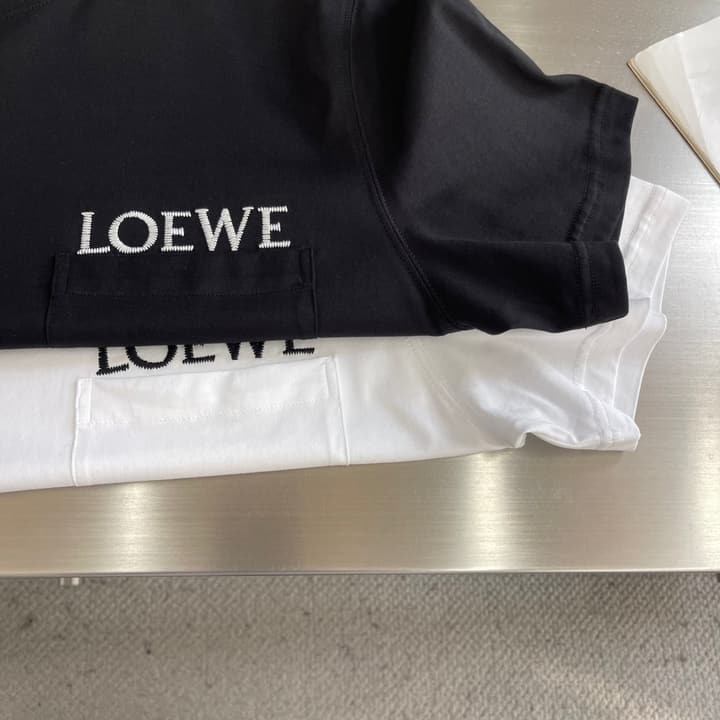 Loewe Pocket Embroidered Cotton T-Shirt in Black