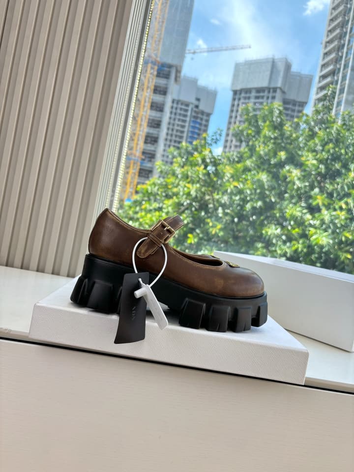 Prada Monolith Platform Mary Jane Loafers – 25FW in Assorted Leather & Suede Collection