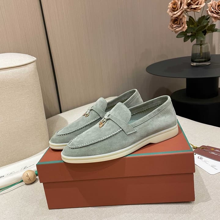 Loro Piana Summer Charms Walk Moccasin Loafers in Black Leather