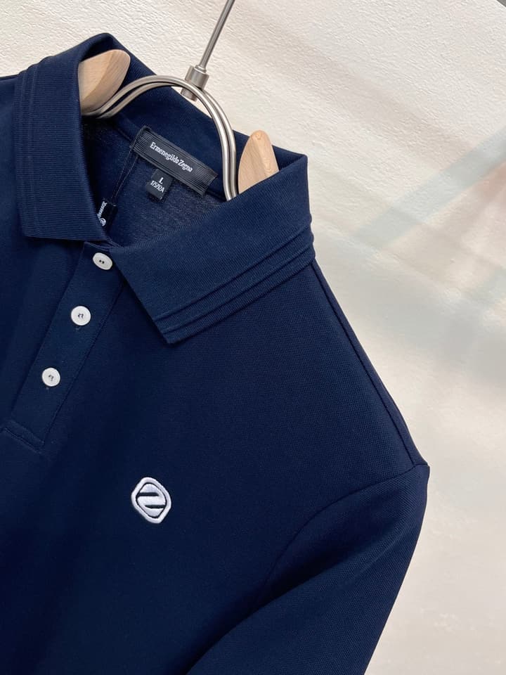 Zegna Embroidered Logo Piqué Cotton Polo Shirt – 2026 Spring/Summer Collection in Navy Blue
