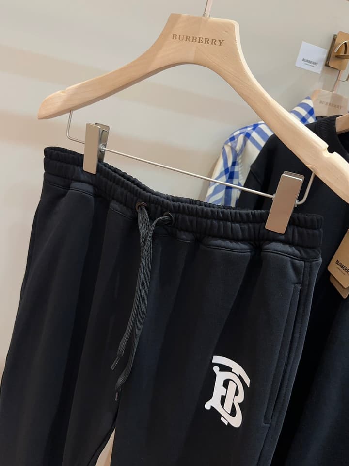 Burberry TB Monogram Cotton Sweatpants in Black Tb Logo Sweatpants