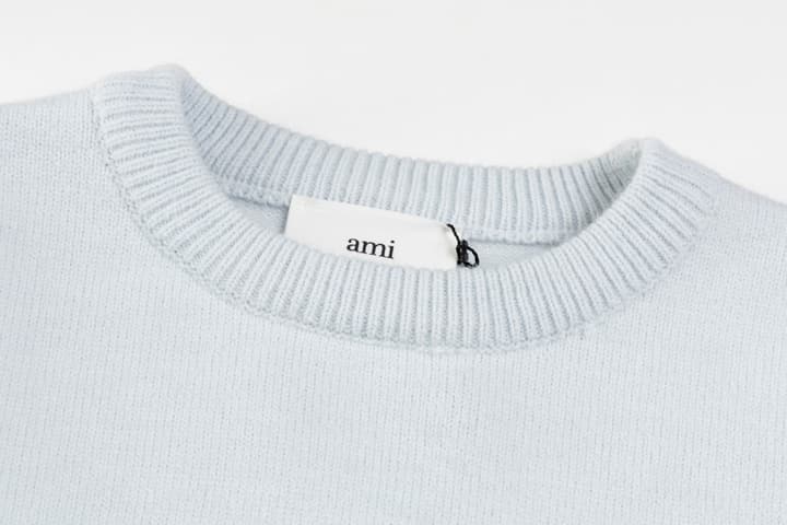 AMI Paris Classic Jacquard Heart Crewneck Sweater – 2025SS in Dusty Rose Pink