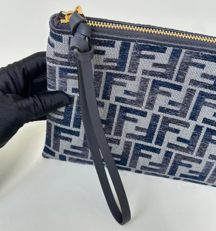 Fendi Gradient Double F Logo Calfskin Clutch Bag