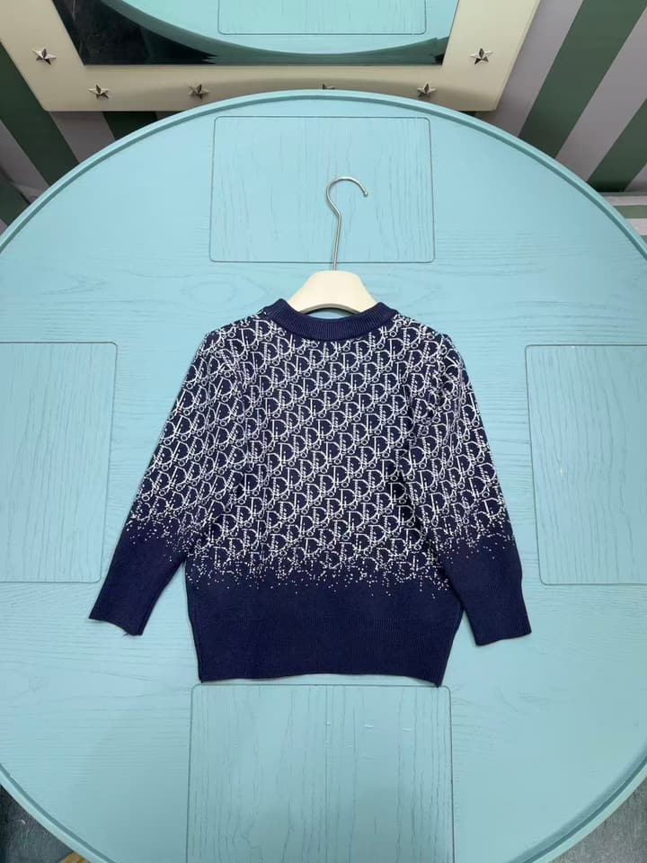 Dior Kids Classic Striped Knitted Sweater – 2025SS in Navy Monogram Fade