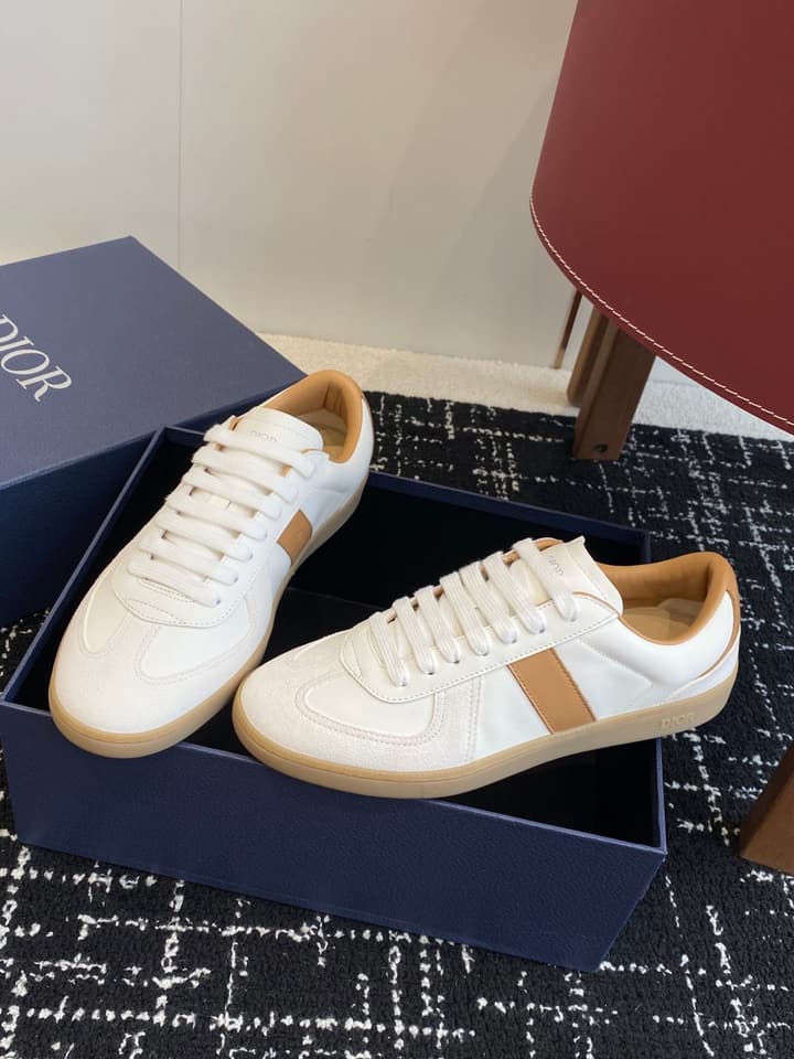 Dior 25 Pre-Fall Berlin 01 Casual German Training Sneakers – 2025 in White With Tan Accents